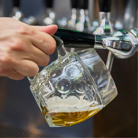 A beer being poured.